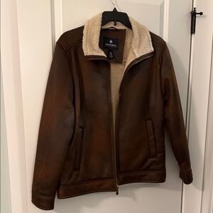 RAINFOREST Brown Shearling-Lined Bomber Jacket